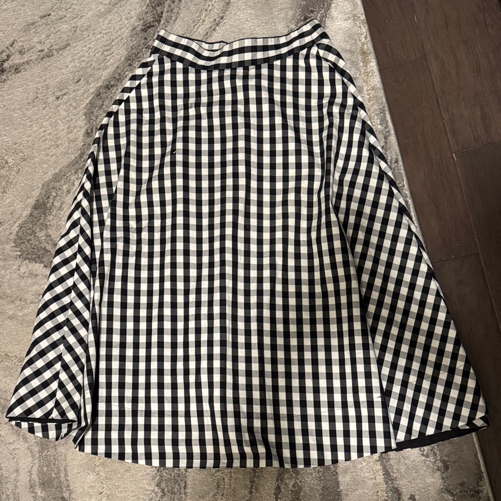 Kate Spade Gingham Midi Skirt in Black and White